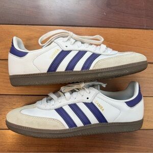 Purple adidas sambas
